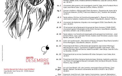 Publicada l’agenda mensual d’activitats del mes de desembre de 2018